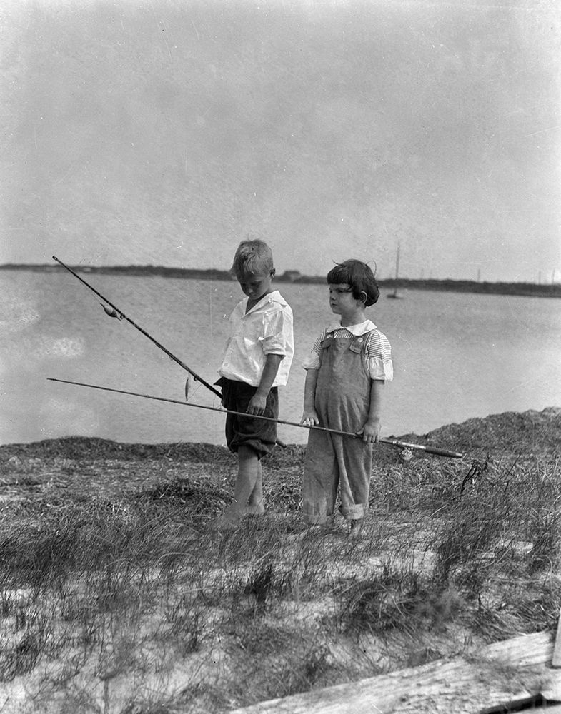 1920S Two Boys Walking Along Shore Going Fishing Poles Barefoot Summer Fun Fishing Poles Water Lake art print by ClassicStock for $57.95 CAD