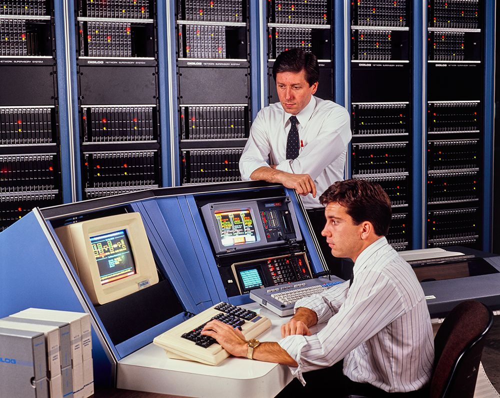 Vintage Data Center Operations With Classic Mainframe Computers And Early Computing Technology art print by ClassicStock for $57.95 CAD