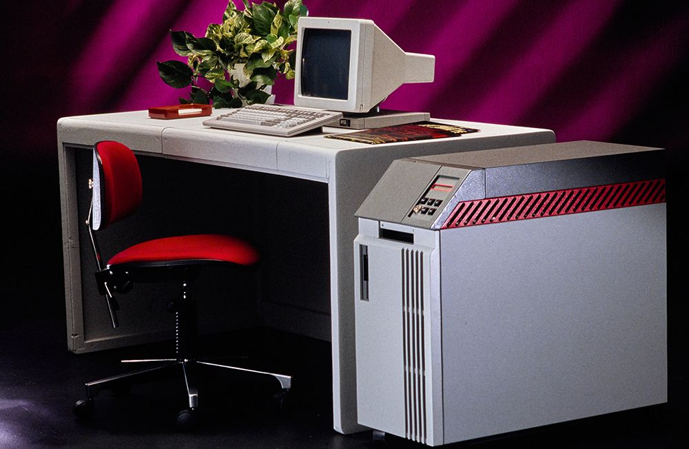 Vintage Photograph. Vintage 1980S Computer Setup With Red Chair And Retro Decor. art print by ClassicStock for $57.95 CAD
