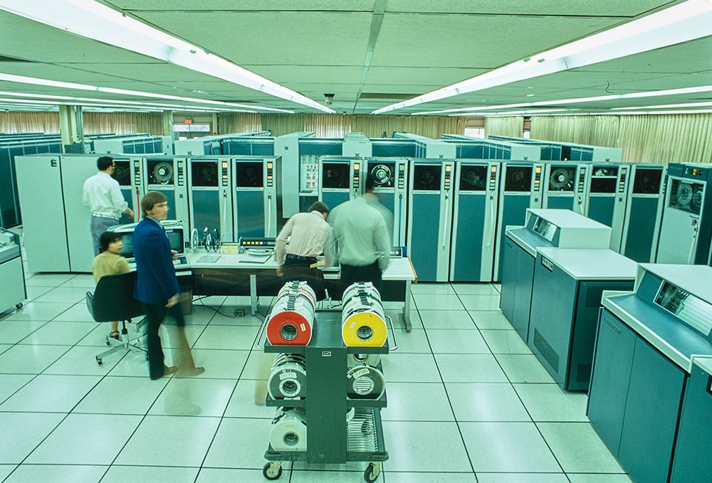 Vintage Data Center With Mainframe Computers Illustrating Early Computing Technology art print by ClassicStock for $57.95 CAD