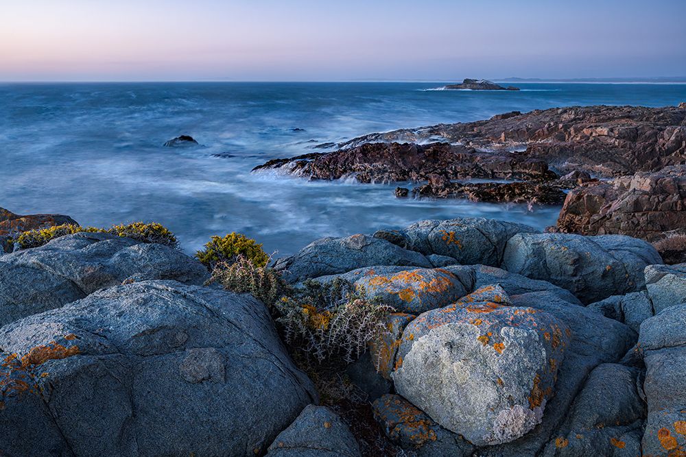 Coastal Vista Of The Rocky Shore And Scarp Island At Yzerfontein art print by Roger de la Harpe for $57.95 CAD