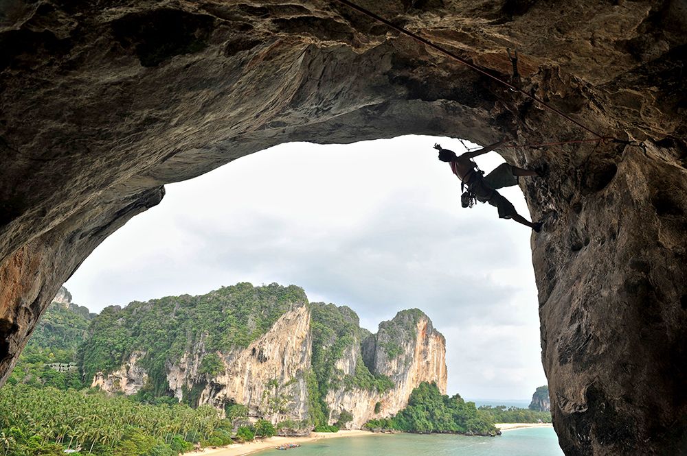 Rock Climbing On The Phra Nang Peninsula Of Southern Thailand art print by HagePhoto for $57.95 CAD