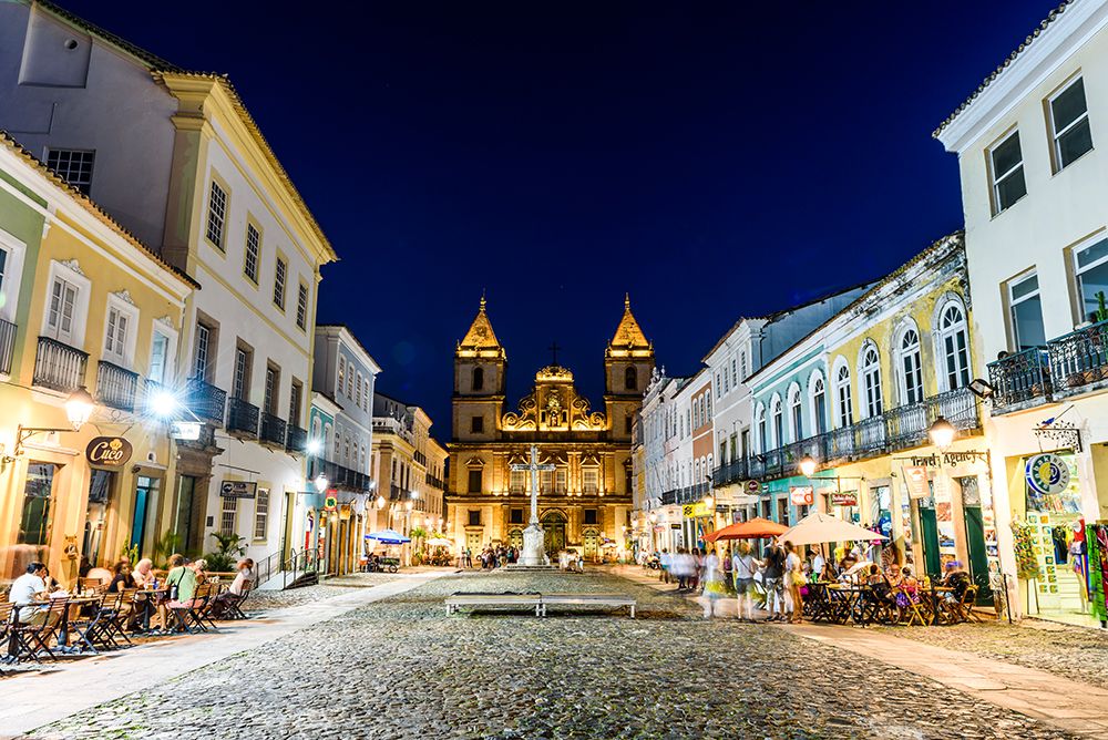 Pelourinho District At Night In The Old Historic Downtown Of Salvador, Bahia, Brazil art print by Vitor Marigo for $57.95 CAD