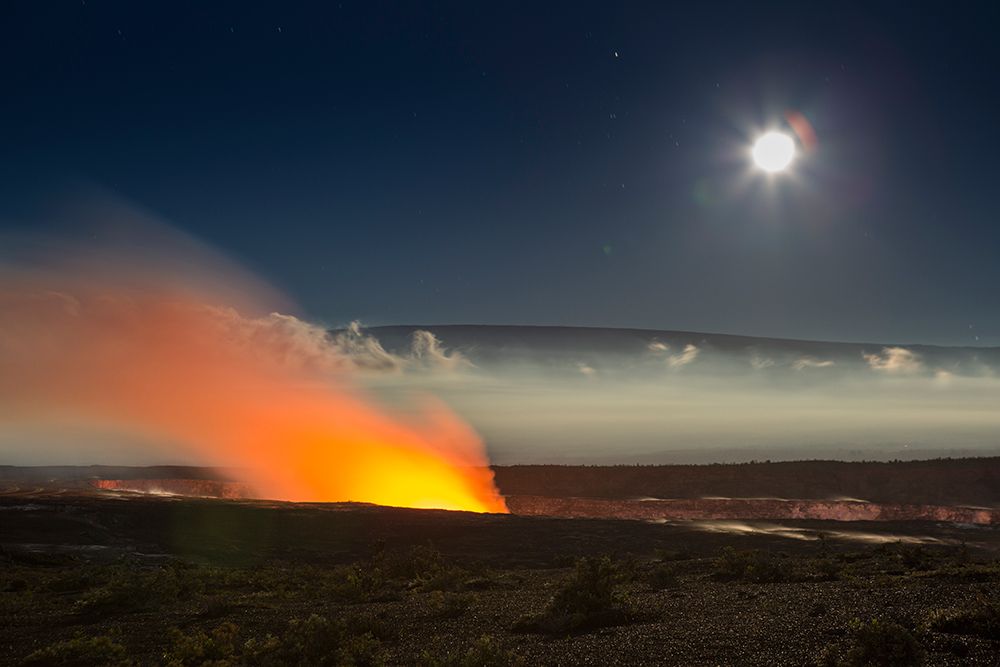 Halemaumau And Mauna Loa, Hawaii Volcanoes National Park, Hawaii art print by Grant Kaye for $57.95 CAD