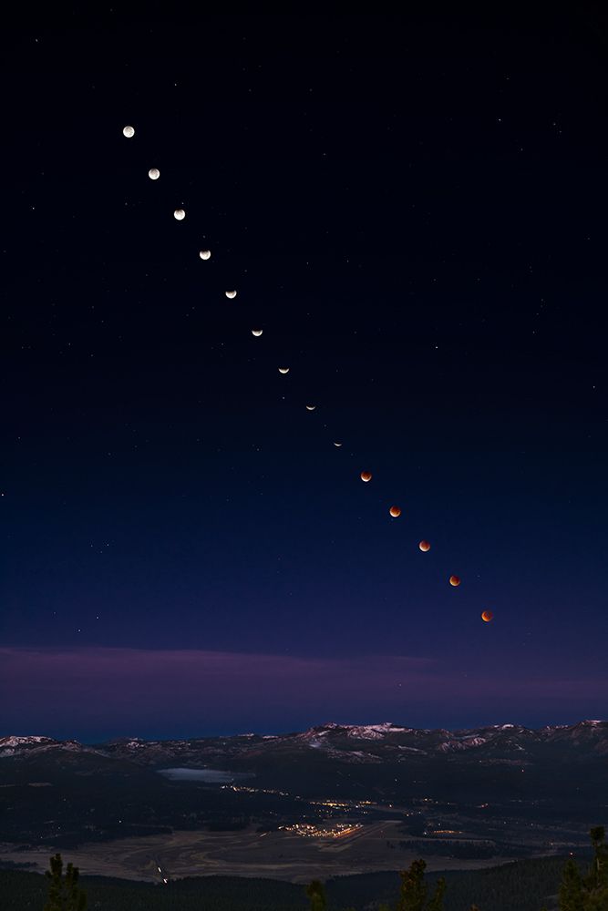 Sequence Of Full Lunar Eclipse Of December 10, 2011 As Seen From Martis Peak, Truckee art print by Grant Kaye for $57.95 CAD
