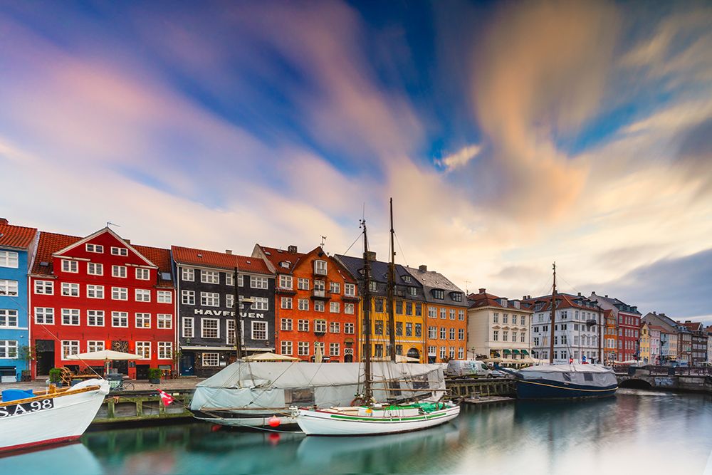 Nyhavn Canal At Sunrise, Copenhagen, Denmark art print by Roberto Sysa Moiola for $57.95 CAD