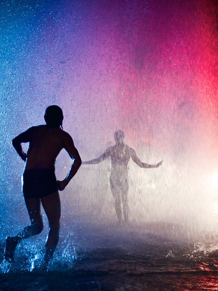 People Dance Beneath The Downpour Produced By A Broken Fire Hydrant In Venice, Californial art print by David Zentz for $57.95 CAD