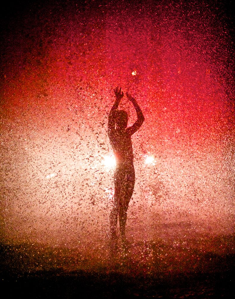 People Dance Beneath The Downpour Produced By A Broken Fire Hydrant In Venice, Californial art print by David Zentz for $57.95 CAD