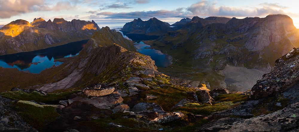 Reinefjorden At Sunset From Helvetestinden, Moskenesoya, Lofoten Islands, Norway. art print by Ethan Welty for $57.95 CAD