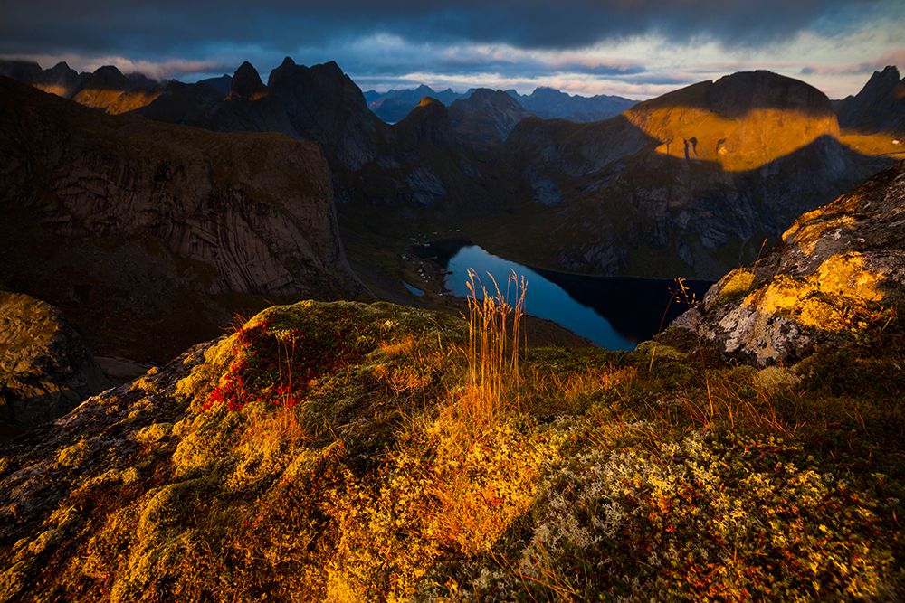 Kjerkfjorden At Sunset From Helvetestinden, Moskenesoya, Lofoten Islands, Norway. art print by Ethan Welty for $57.95 CAD