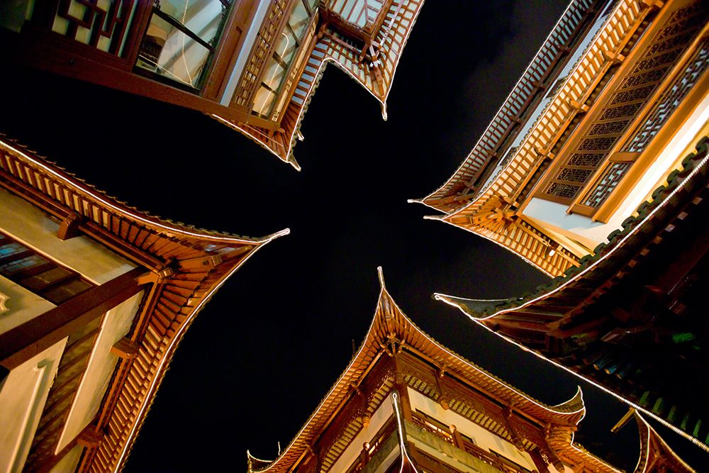 Decorative Lights On Traditional Architecture In The Yuyuan Shopping District Of, Shanghai, China. art print by Jonathan Kingston for $57.95 CAD