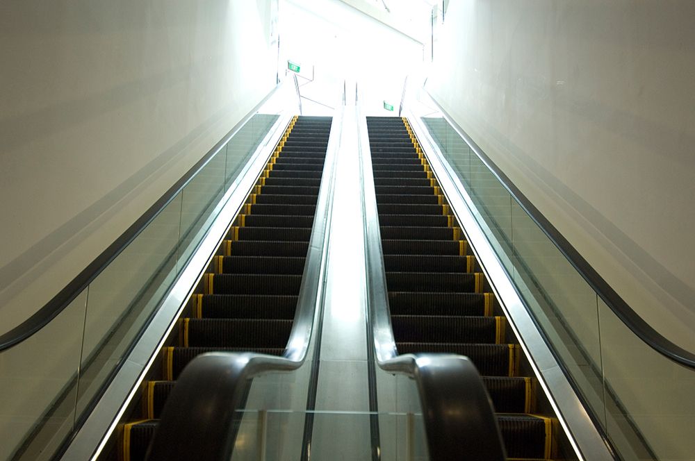 An Elevator Climbs Toward A Brightly Lit Area. art print by Frank Huster for $57.95 CAD