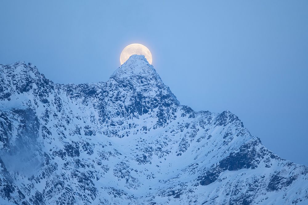 Winter Fullmoon Over Himmeltindan Mountain, Lofoten Islands, Norway art print by Cody Duncan for $57.95 CAD