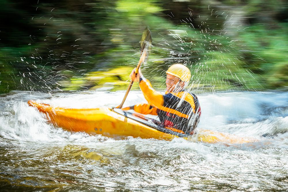 Mature Man Kayaking Alone On Mangles River art print by Andrew Peacock for $57.95 CAD