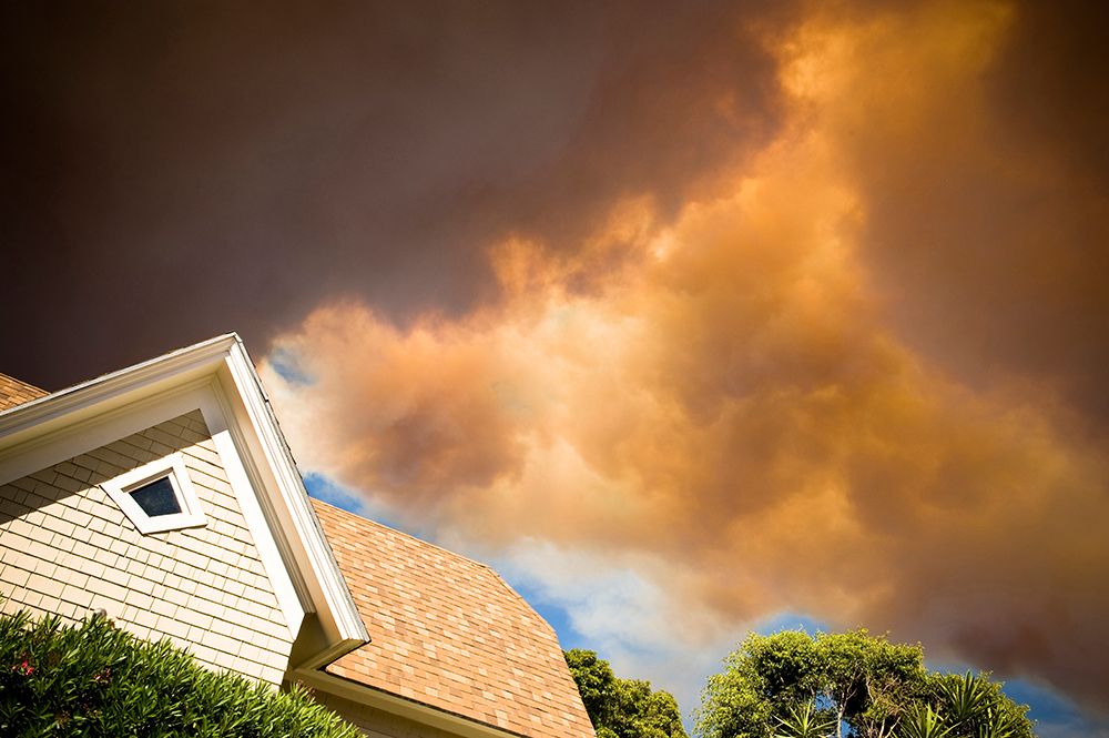 Jesusita Wildfire Burns Behind Homes In Santa Barbara California art print by Kevin Steele for $57.95 CAD