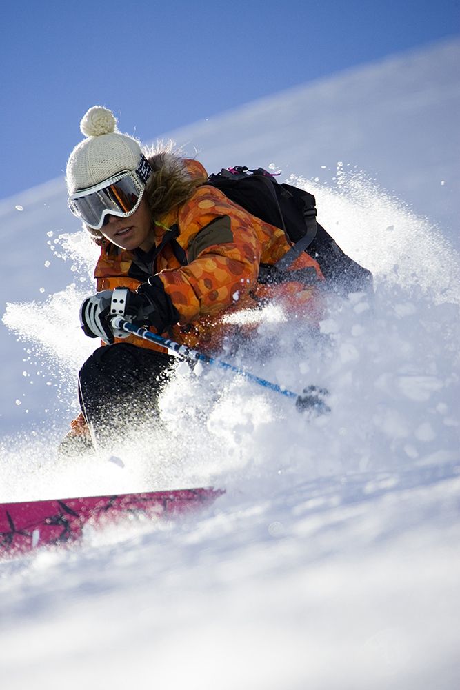Woman Skiing On Sunny Day, Argentina art print by Gabe Rogel for $57.95 CAD