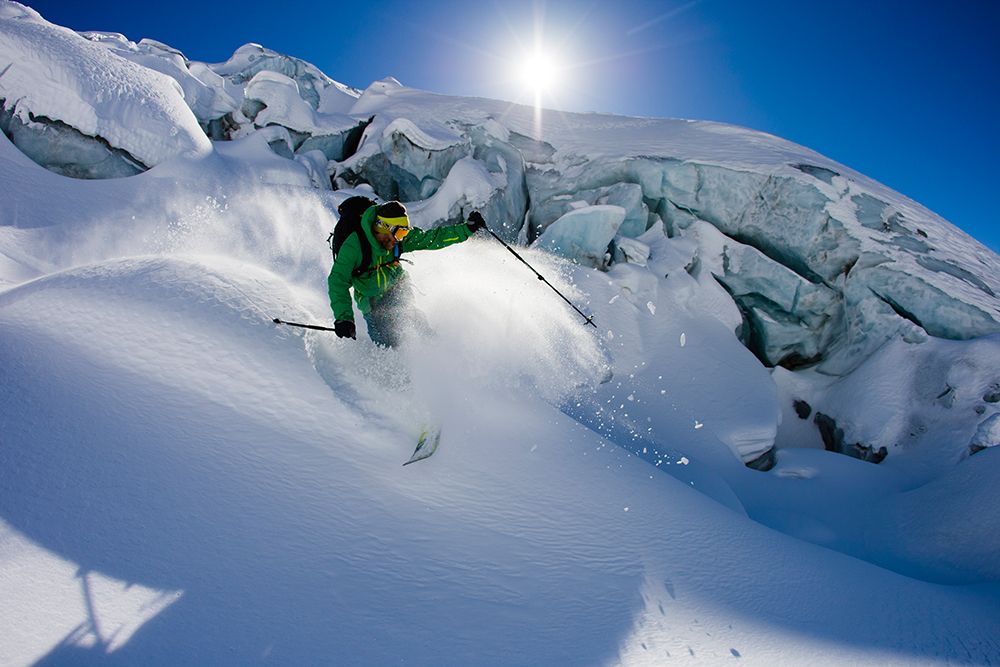 Man Skiing In Powder Near Seracs. art print by Gabe Rogel for $57.95 CAD