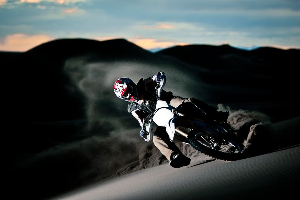Man Riding Dirt Bike In Sand Dunes. art print by Gabe Rogel for $57.95 CAD