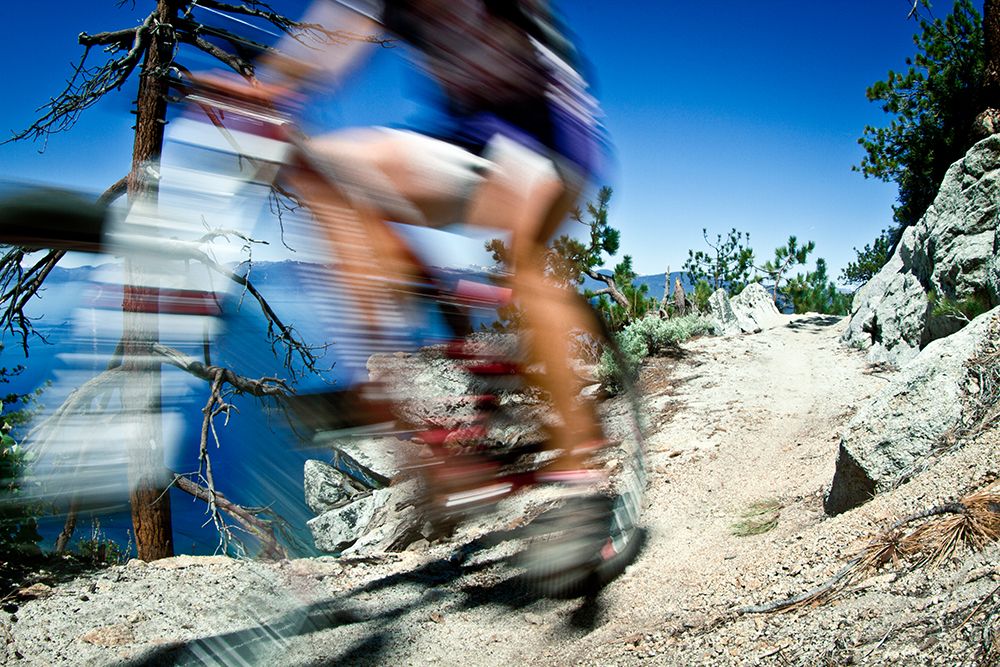Mountain Biking On Flume Trail, Tahoe, Ca art print by Gabe Rogel for $57.95 CAD