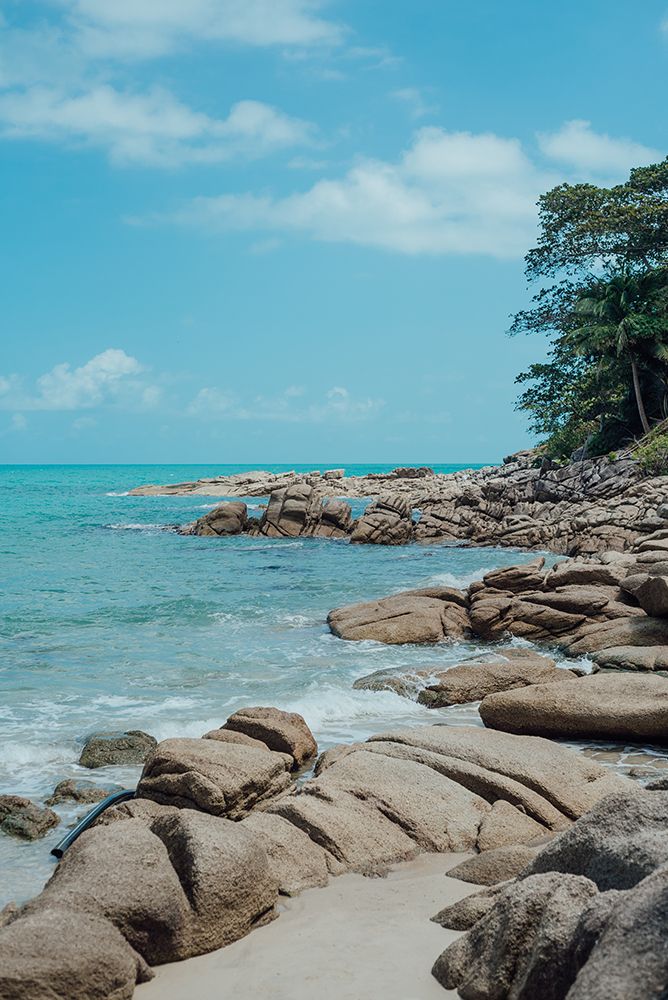Rocks And Turquoise Sea At Haad Thong Reng, Koh Phangan, Thailand art print by Agita Captures for $57.95 CAD