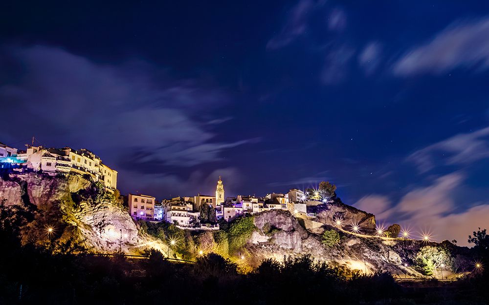 Finestrat Village Night Panorama With Cloud Movement art print by Felipe Tomas Jimenez Ordoinz for $57.95 CAD