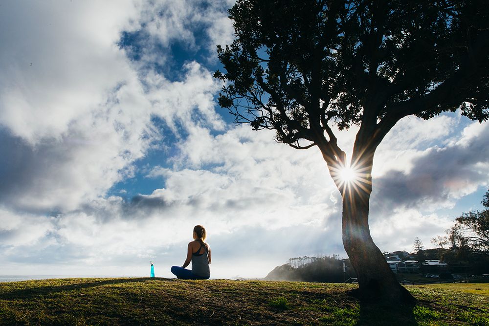 A Girl Is Meditating Under The Tree In Australia art print by Evgeny Vasenev for $57.95 CAD