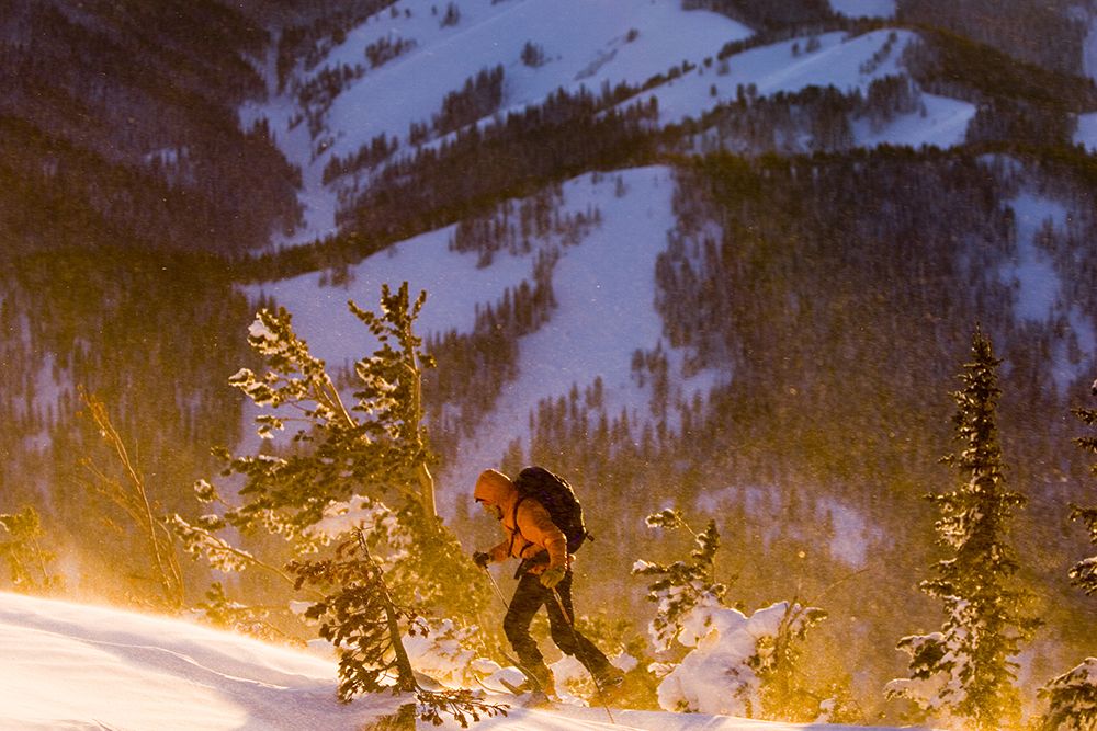 Man Ski Touring At Sunset, Wyoming art print by Gabe Rogel for $57.95 CAD