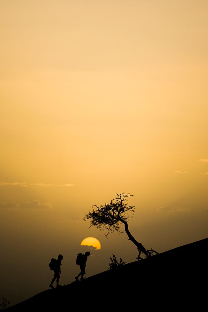 Females Walking With Backpacks As The Sun Sets In Africa art print by Gabe Rogel for $57.95 CAD