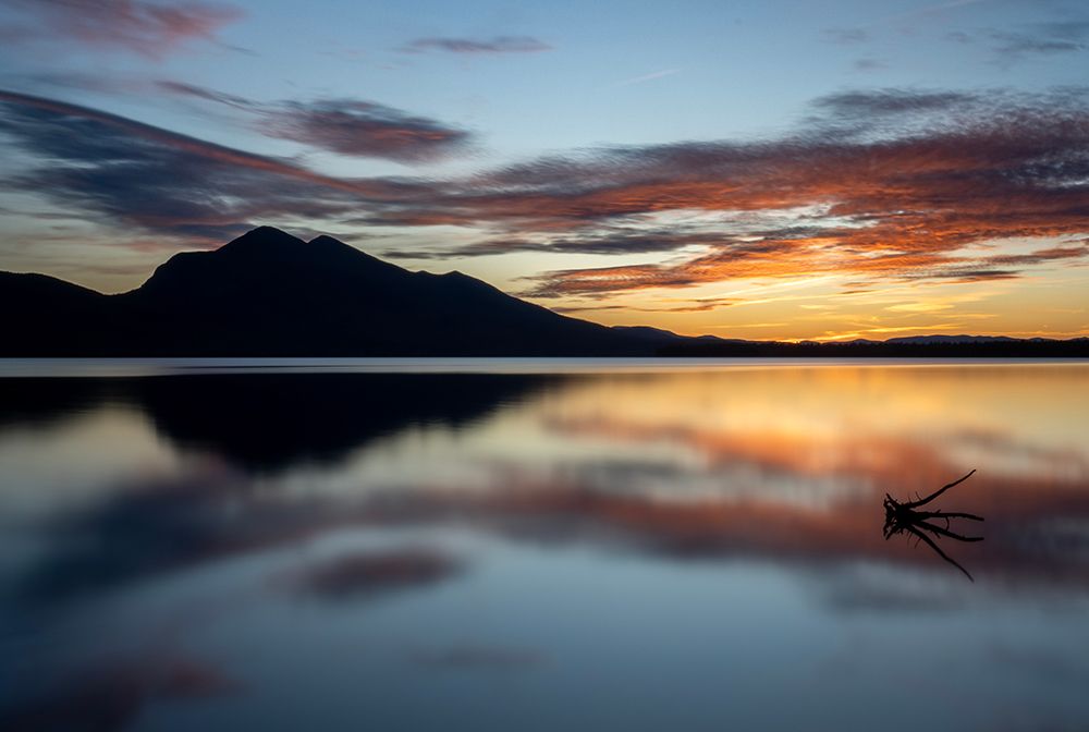 Sunset, Driftwood, Bigelow Mountain Maine Reflected In Lake art print by Chris Bennett for $57.95 CAD