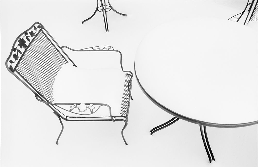 Patio Tables And Chairs Covered In Snow, Boulder, Colorado. art print by Ethan Welty for $57.95 CAD