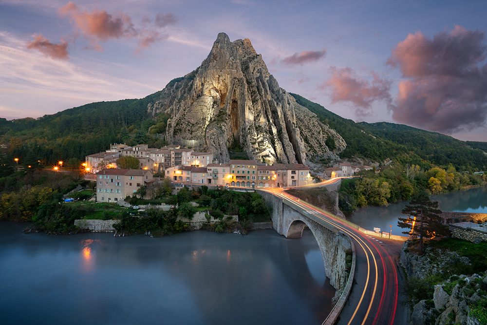 Sisteron Village Houses Illuminated Under Rocher De La Baume art print by Luis Pina for $57.95 CAD