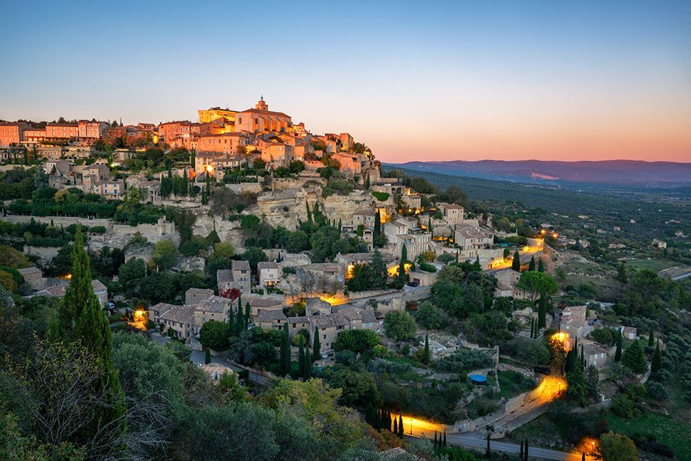 Gordes Historic Village Illuminating At Sunset In France art print by Luis Pina for $57.95 CAD