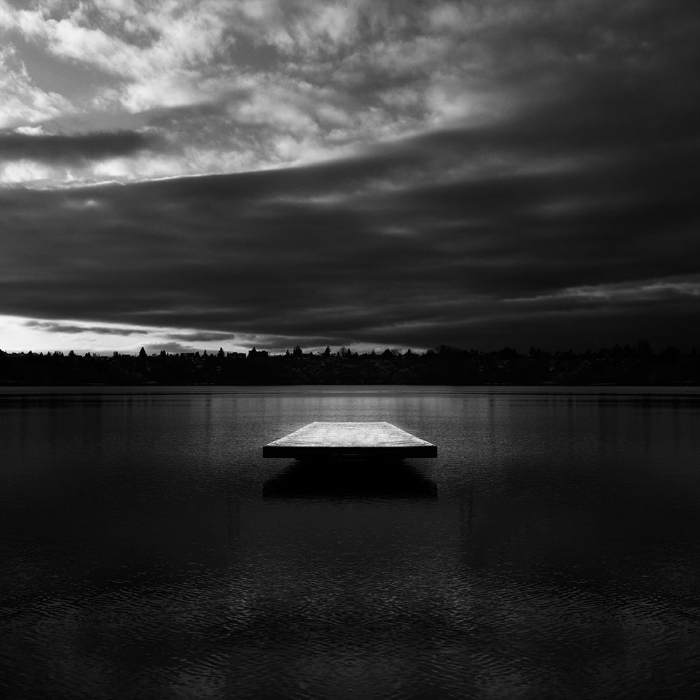 Partially Mirrored Image Of A Snow-Covered Swimming Platform In Green Lake, Seattle, Washington art print by Ethan Welty for $57.95 CAD