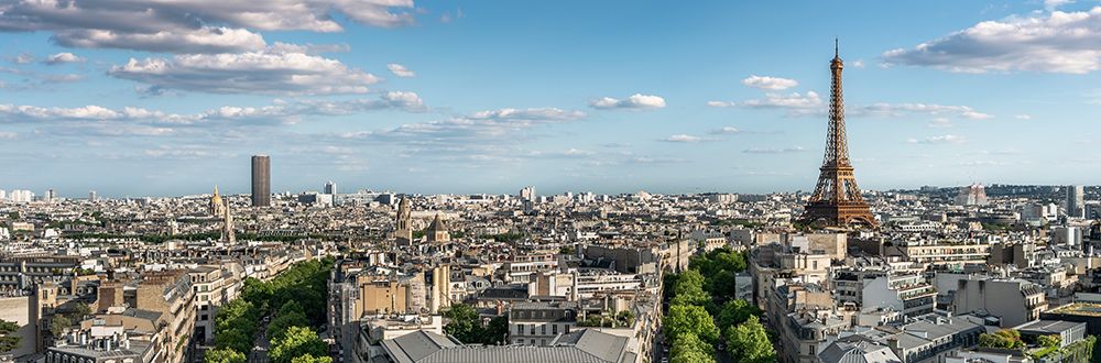 Paris France Aerial City Panoramic Skyline View With Eiffel Tower art print by Paul Giamou for $57.95 CAD