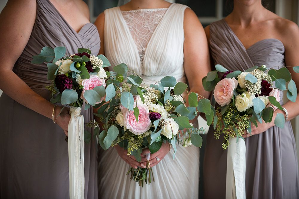 Bridal Party With Eucalyptus And Rose Bouquets art print by Mariah Ashley for $57.95 CAD