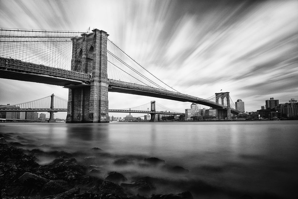 Explore The Iconic Brooklyn Bridge: Stunning Skyline Views In New York City art print by Max Seigal for $57.95 CAD