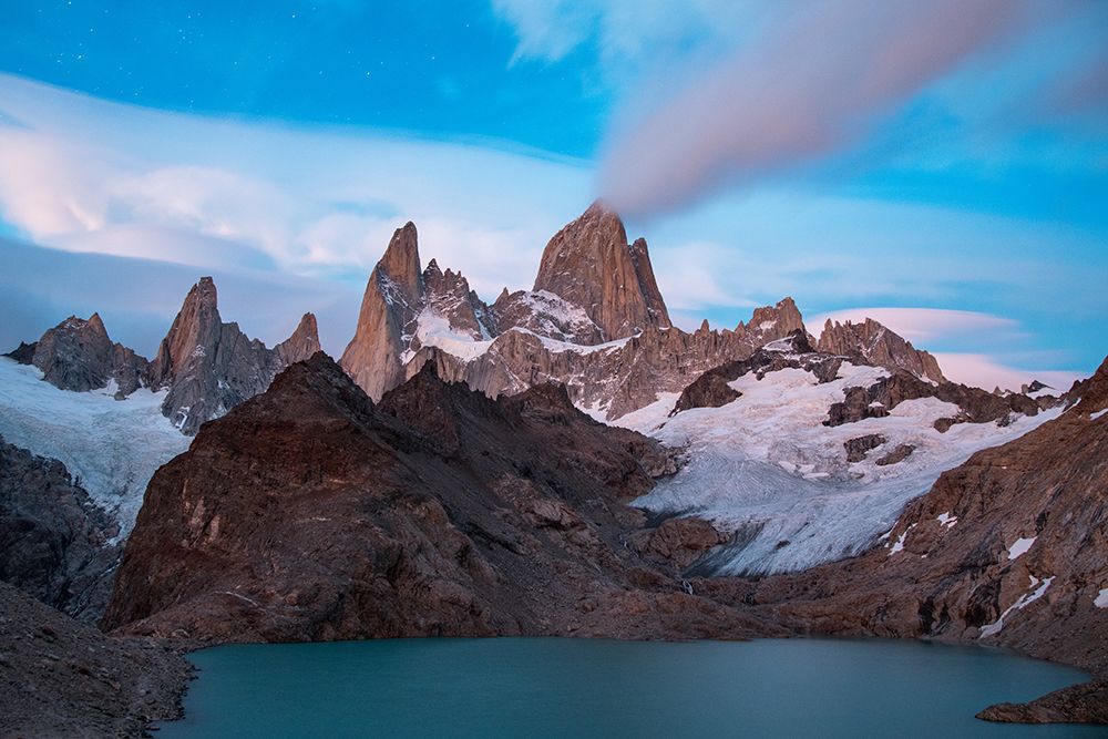 Majestic Fitz Roy Mountain Peaks At Sunrise: Discover Breathtaking Beauty Of Patagonias Iconic Park art print by Max Seigal for $57.95 CAD
