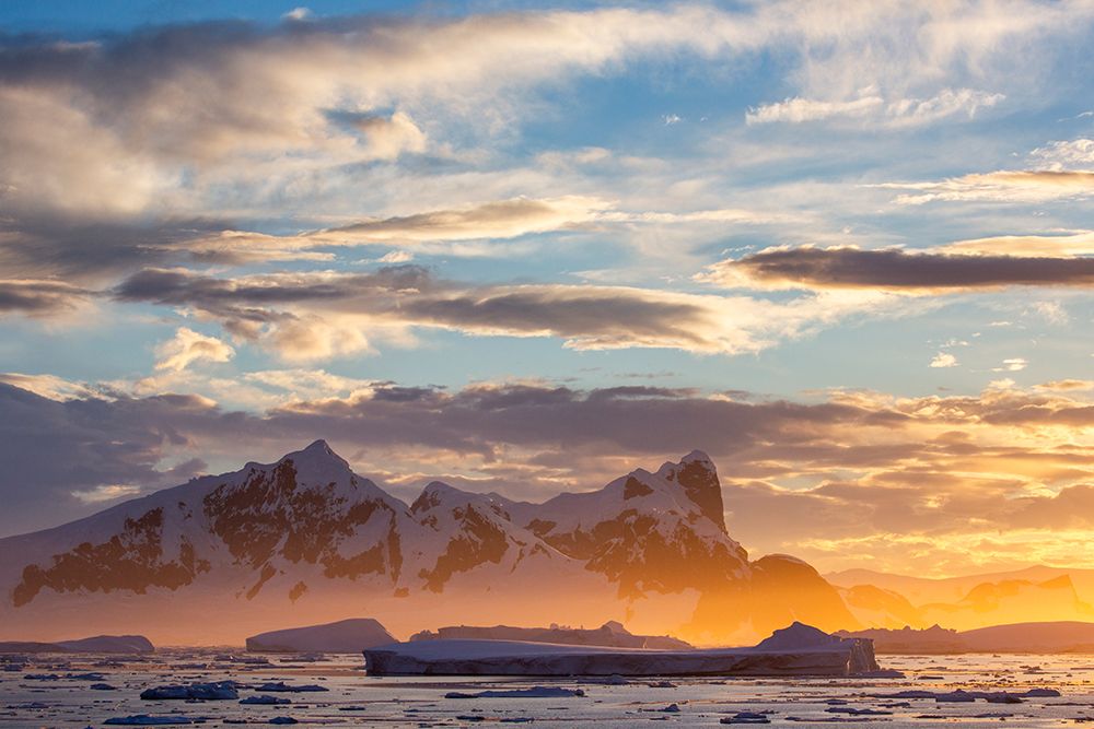 Colorful Late Evening Sunlight On Floating Ice In The Waters Of Crystal Sound, Antarcic Peninsula. art print by Patrick J Endres for $57.95 CAD