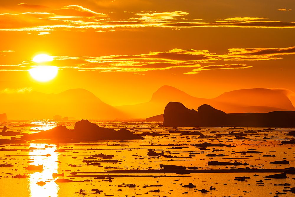 Colorful Late Evening Sunlight On Floating Ice In The Waters Of Crystal Sound, Antarcic Peninsula. art print by Patrick J Endres for $57.95 CAD