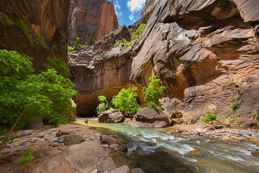 Hikers In The Narrows Slot Canyon, Zion Canyon National Park, Utah art print by Patrick J Endres for $57.95 CAD