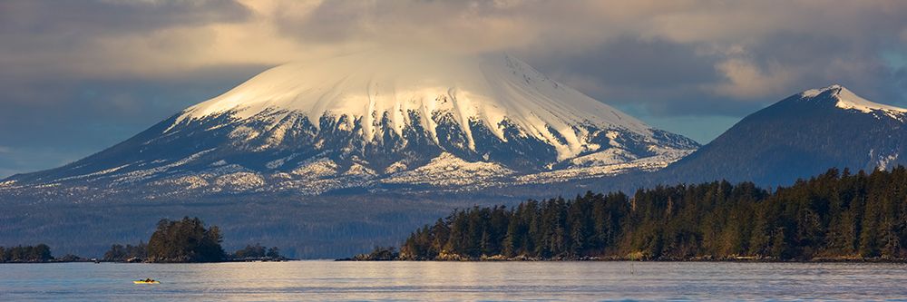 Kayaker Paddles The Waters Of Sitka Sound With Mount Edgecumbe In The Distance, Southeast, Alaska. art print by Patrick J Endres for $57.95 CAD