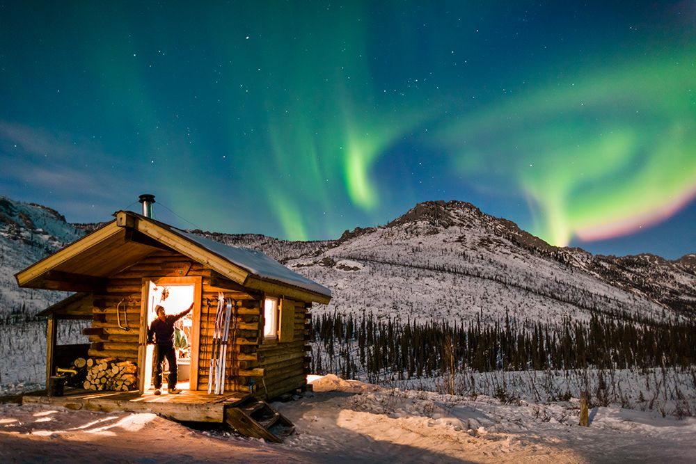 Aurora Borealis Over Caribou Bluff Recreation Cabin In White Mountains National Recreation Alaska. art print by Patrick J Endres for $57.95 CAD