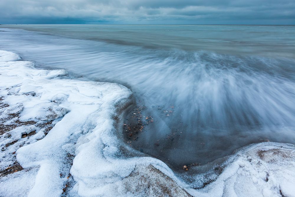 Waves Splash Along The Shore Of Barter Island On The Beaufort Sea At Freeze Up. art print by Patrick J Endres for $57.95 CAD