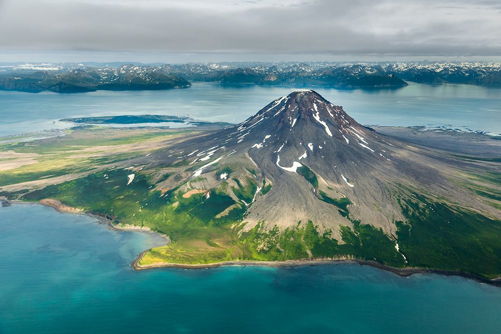 Aerial View Of Mt. Augustine Volcano, Alaska Peninsula, Aleutian Range In Distance art print by Patrick J Endres for $57.95 CAD