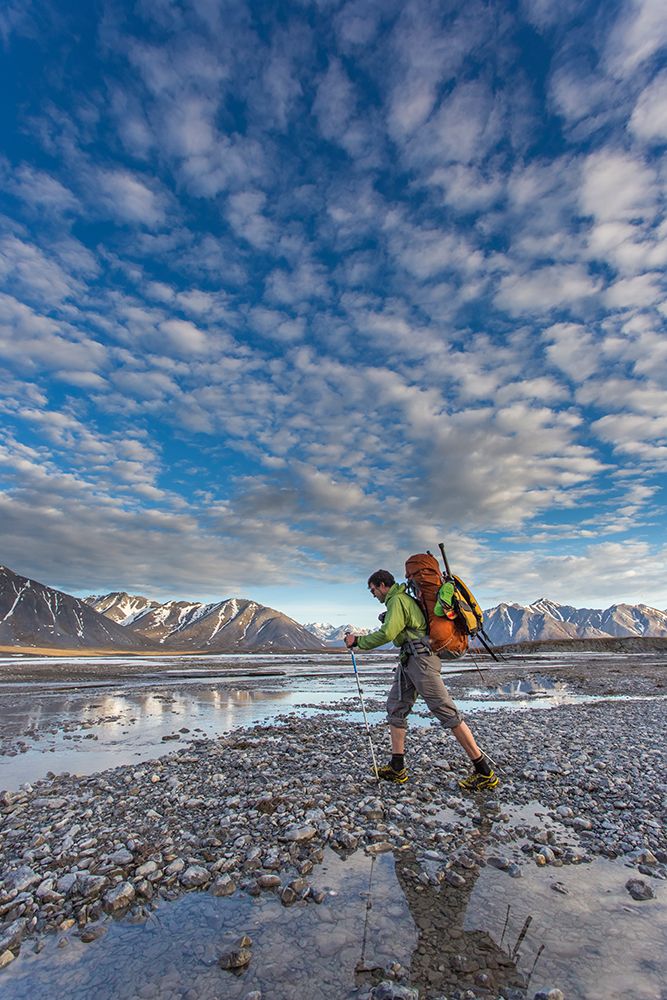 Crossing The Ribdon River. Arctic National Wildlife Refuge, Brooks Range, Arctic Alaska. art print by Patrick J Endres for $57.95 CAD