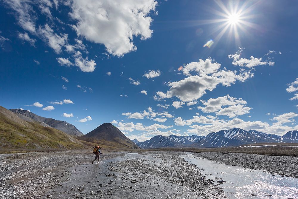 Crossing The Ribdon River. Arctic National Wildlife Refuge, Brooks Range, Arctic Alaska. art print by Patrick J Endres for $57.95 CAD