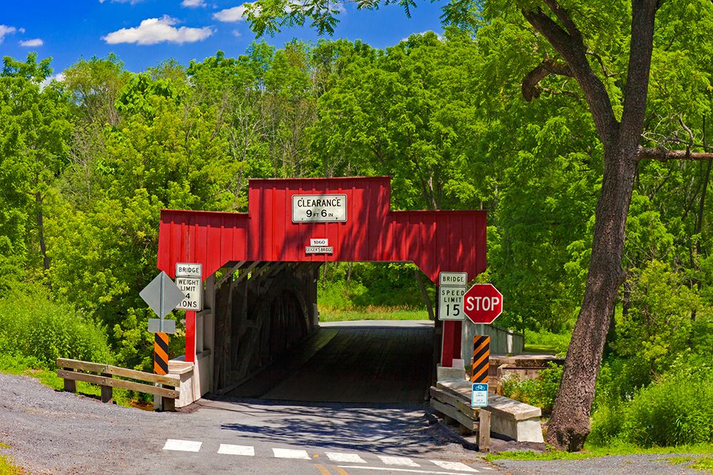 Geigers Covered Bridge Was Originally Built In 1860 And Spans Jordan Creek In Leigh Pennsylvania. art print by Michael P. Gadomski for $57.95 CAD
