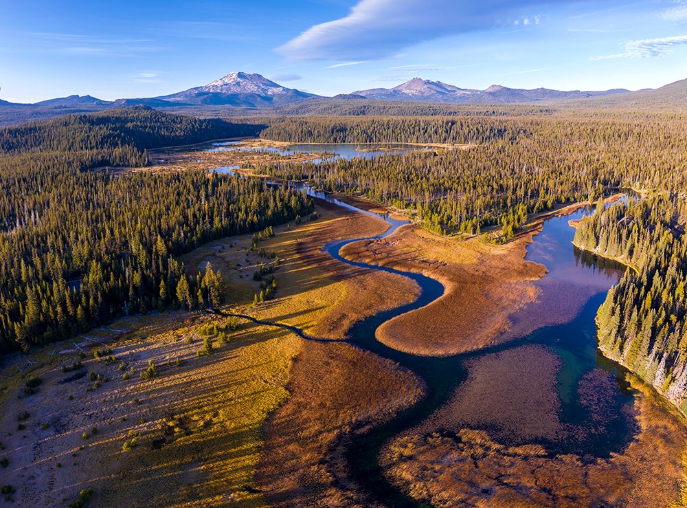 Autumn Aerial Over Hosmer Lake, Central Oregon Cascade Range, Oregon, USA art print by Ric Ergenbright for $57.95 CAD