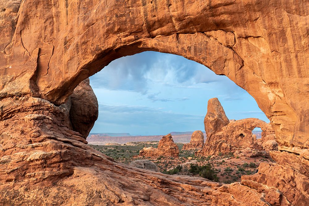 USA, Utah, Arches National Park. Distant Turret Arch Viewed Through North Window Arch. art print by Don Grall for $57.95 CAD