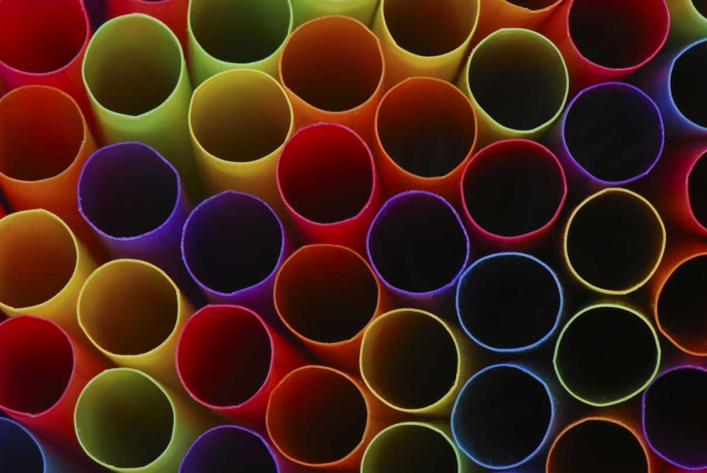 Abstract of ends of multicolored drinking straws art print by Steve Terrill for $57.95 CAD